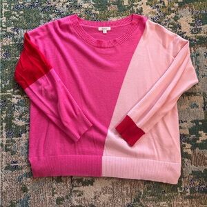 Pink & red block sweater